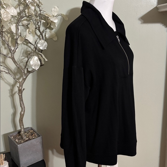 LOFT Black V neck Zip-Up Women's Sweater Loose Fit - Picture 3 of 5